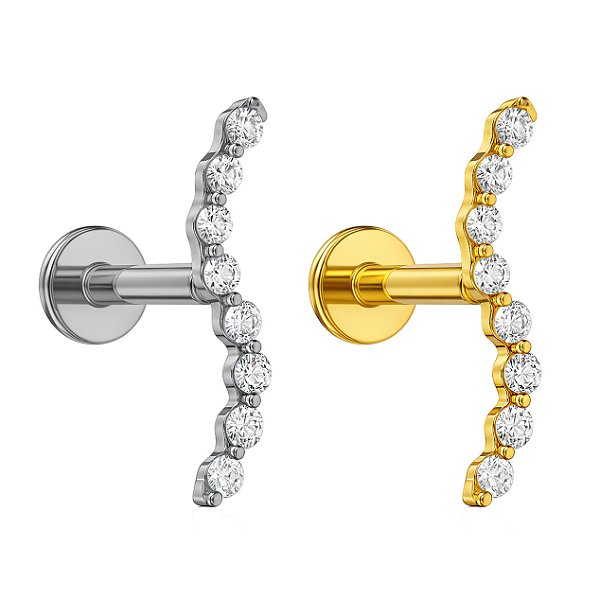 Labret Cluster Curvo Cravejado em Titânio
