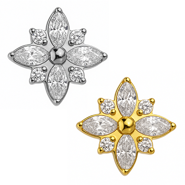 Flor Labret de Titânio Cravejada