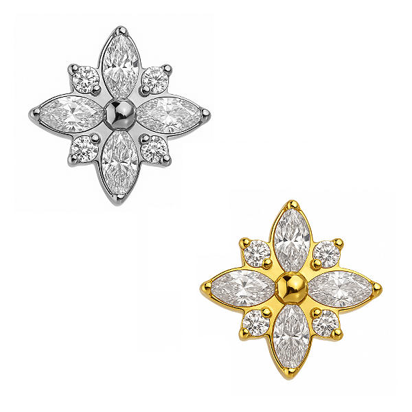 Flor Labret de Titânio Cravejada