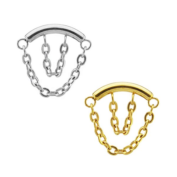 Labret Curvo de Titânio com Corrente