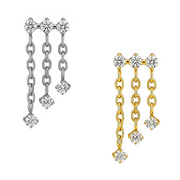 Trio de Correntes de Titânio com Zircônias