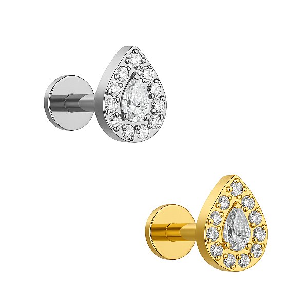 Piercing Mini Gota Labret de Titânio Cravejada