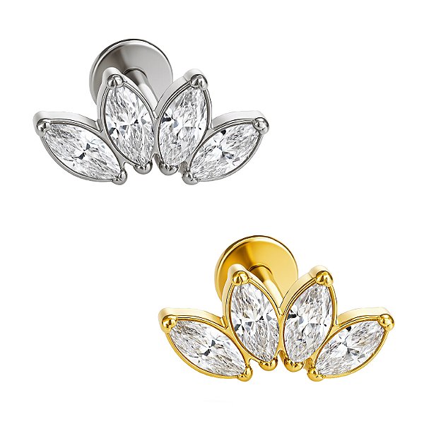 Labret Cluster 4 Navetes em Titânio