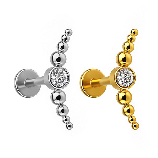 Labret Cluster de Beads com Zircônia