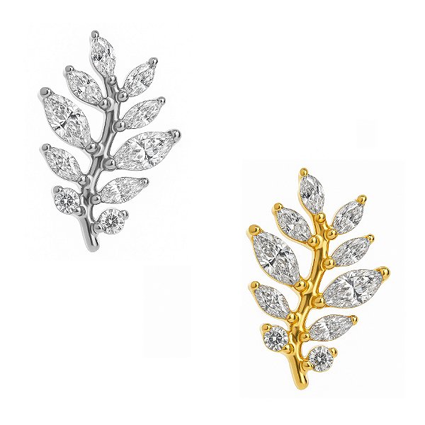 Ramo de Oliveira Cravejado Labret de Titânio