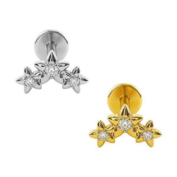 Trio de Estrelas Labret de Titânio
