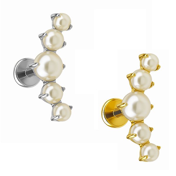 Labret Cluster de Pérolas em Titânio