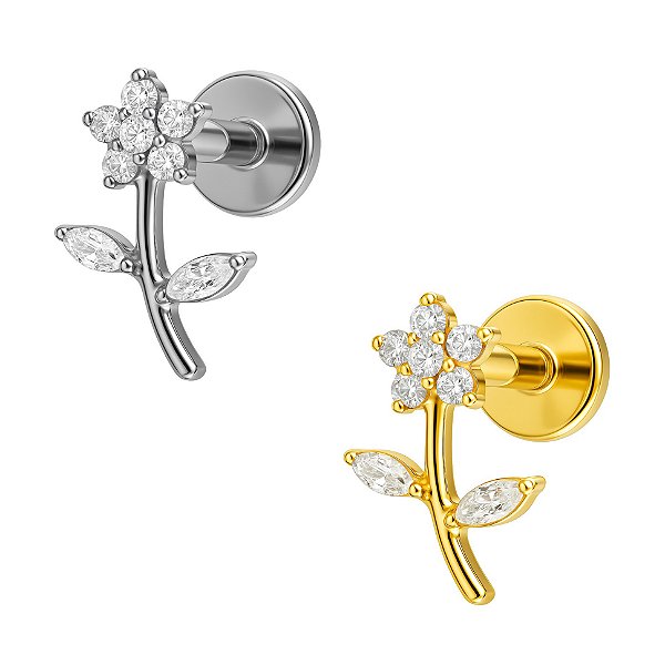 Labret Mini Flor Caule de Titânio