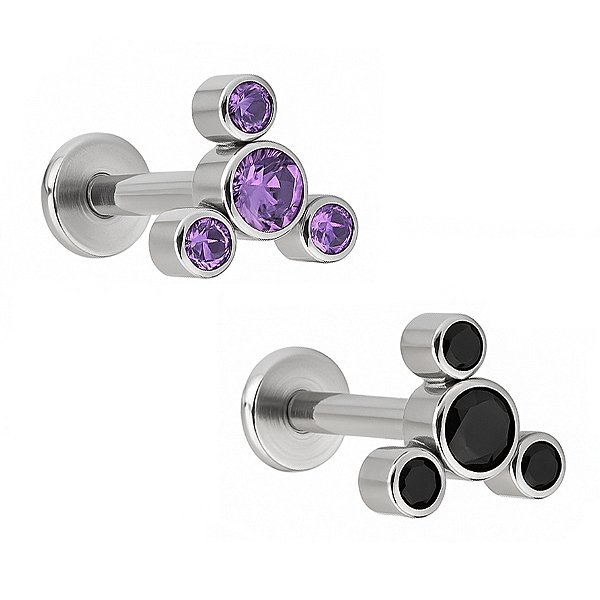 Labret Catavendo de Titânio Cravejado