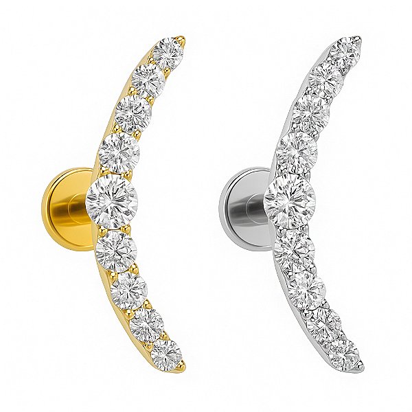 Labret Cluster Longo de Titânio Cravejado