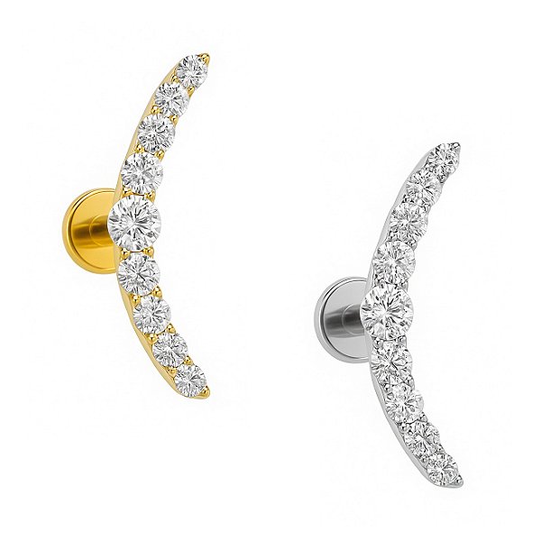 Labret Cluster Longo de Titânio Cravejado