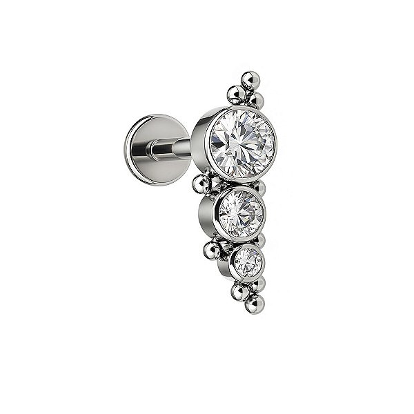 Labret Cluster Indiano de 3 Pedras Titânio