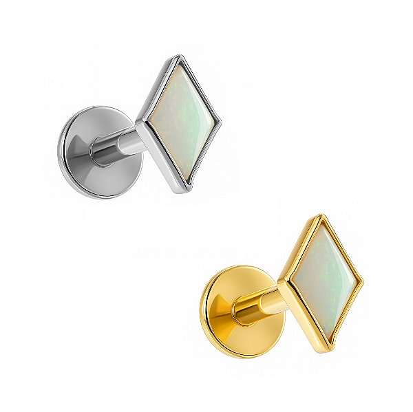 Labret Losango de Opala em Titânio