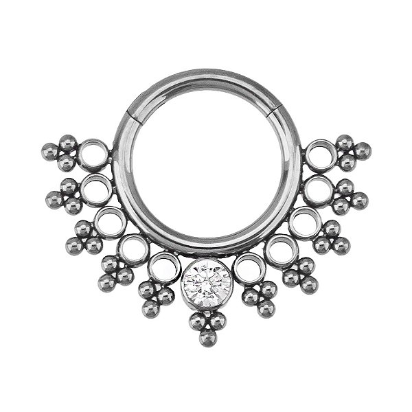 Argola Leque Renda de Titânio