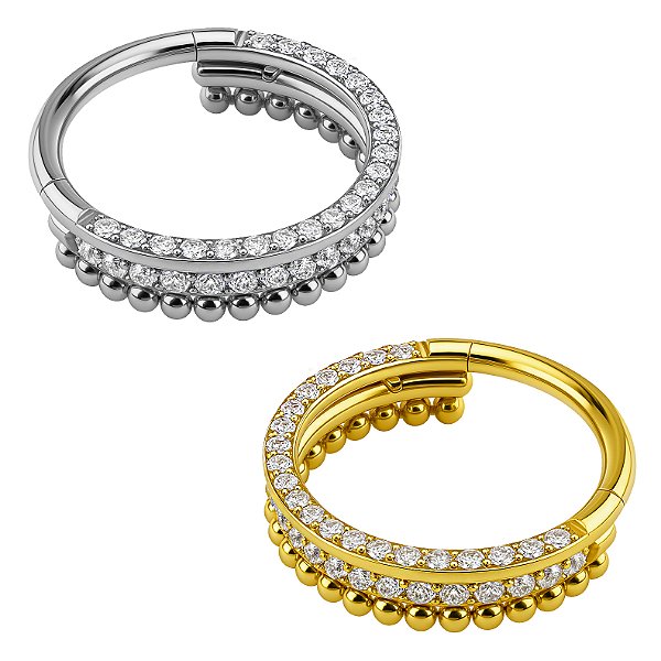 Argola Cravejada com Beads de Titânio