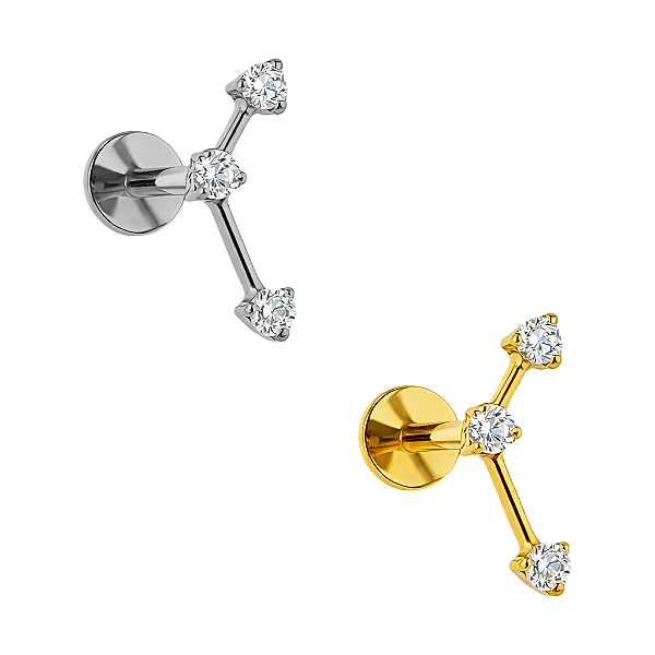Labret Mini Constelação de Titânio com Zircônias Push Pin