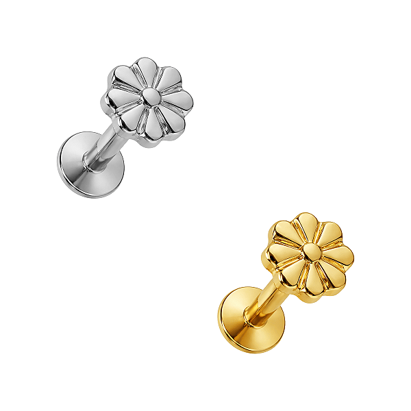 Labret Mini Girassol de Titânio Push Pin