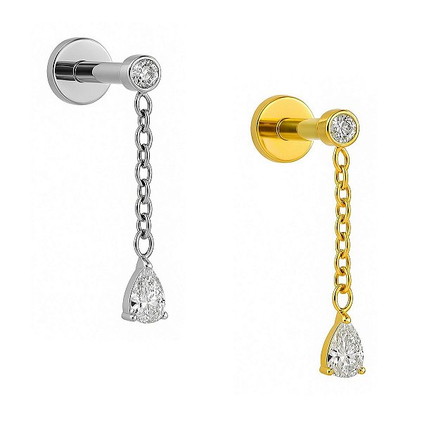 Labret de Titânio Ponto de luz com Pêndulo Gota