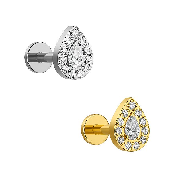 Labret de Titânio Gota Cravejada