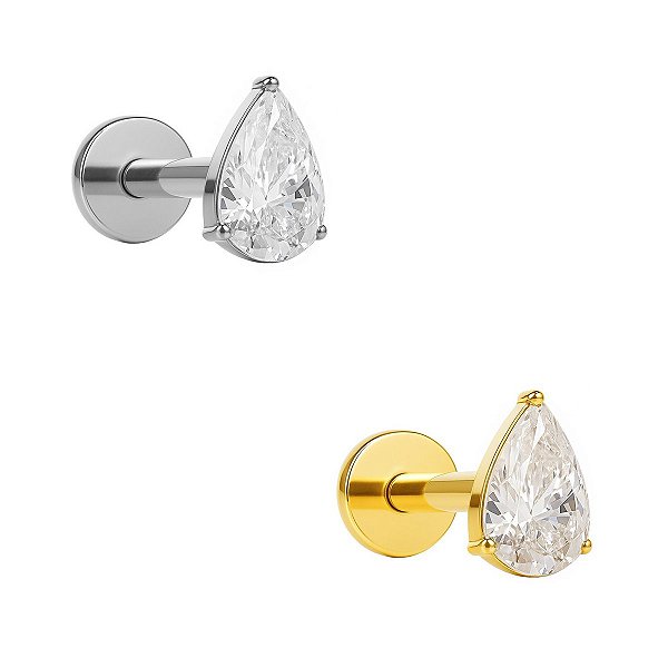 Labret de Titânio Gota de Zircônia