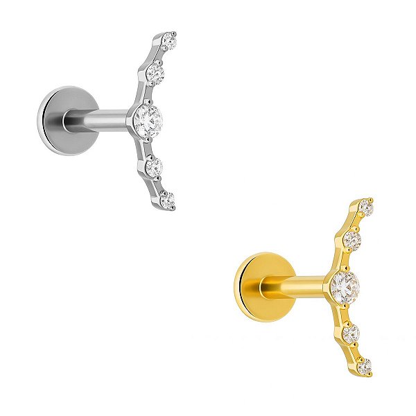 Labret de Titânio Cluster de 5 Zircônias