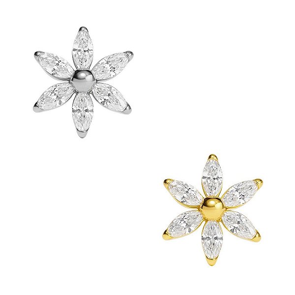 Labret Flor Estrela de Titânio com Zircônias