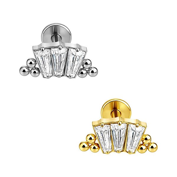 Labret Trapézios em Titânio com Beads