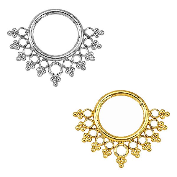 Argola Leque Renda de Titânio