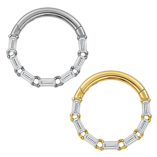 Argola de Titânio com Baguetes de Zircônia