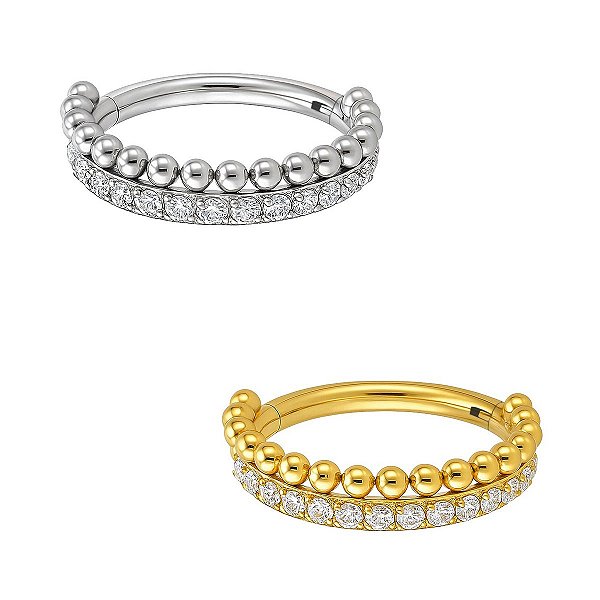 Argola de Titânio com Zircônias e Beads
