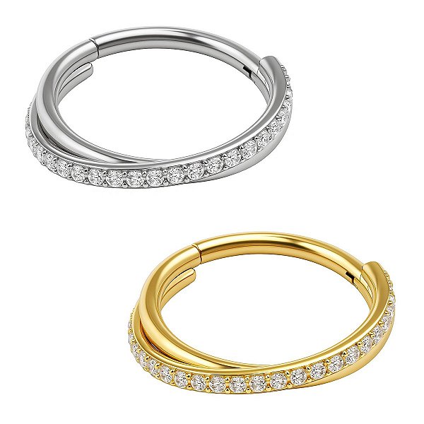 Argola Entrelaçada de Titânio com Zircônias