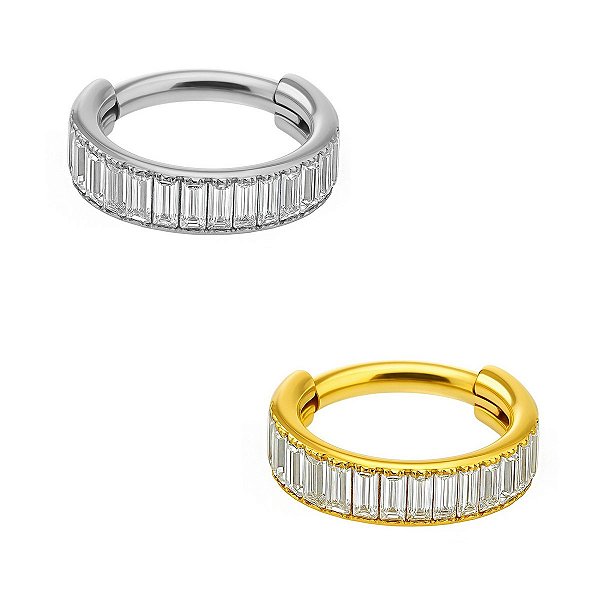 Argola de Titânio com Baguetes de Zircônia