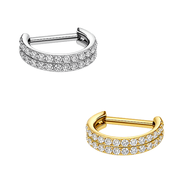 Argola D de Titânio com 2 Fileiras de Zircônia