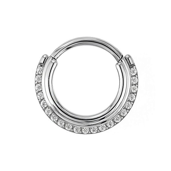 Argola Saturno de Titânio Cravejada