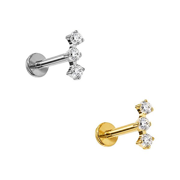 Labret Classic 3 com 3 Zircônias de 1,5 mm Modelo 3 de Titânio