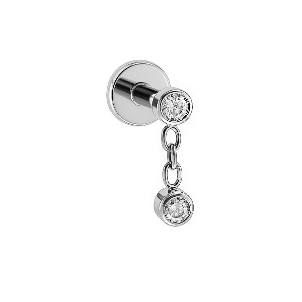 Labret Corrente com Pingente de Ponto de Luz e Zircônia em Titânio