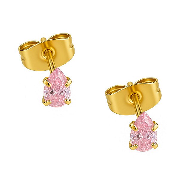 Brincos de Aço Gota de Zircônia