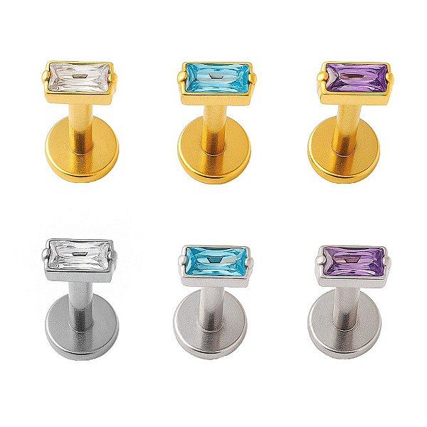 Labret Baguete de Titânio com Zircônia
