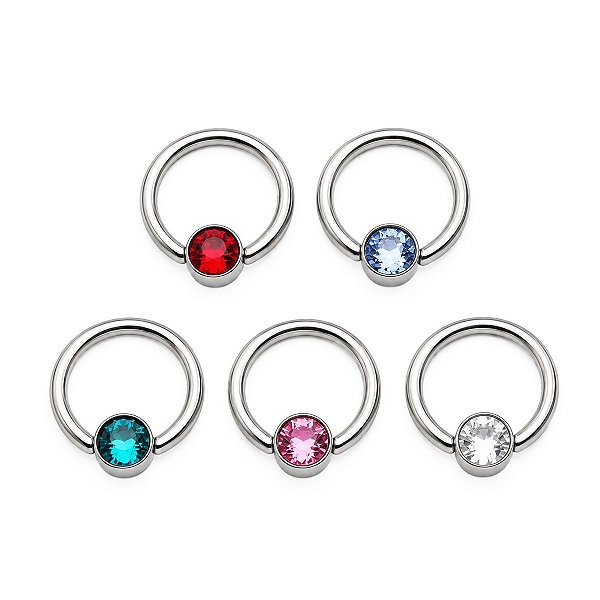 Argola Captive Flat de Cristal em Aço