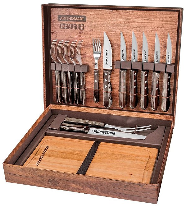 KE TR 21198 - KIT CHURRASCO POLYWOOD 15 PEÇAS