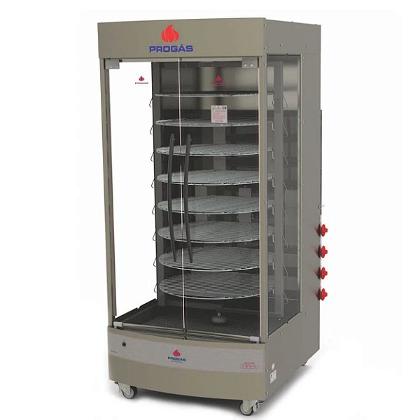 Forno Multiuso Giratório Frangueira a Gás 128kg Progás PRP-482 G4 Máquina De Assar Frango