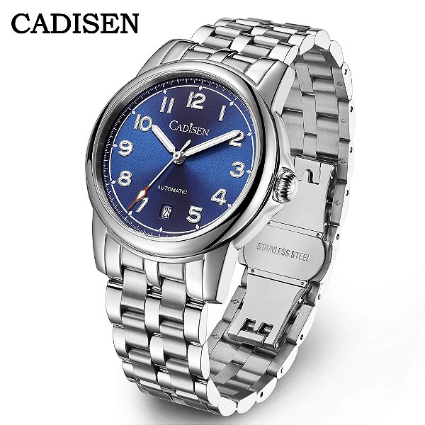 Cadisen 39mm relógio automático aço inox, vidro safira , 50M Miyota 8215 Importado