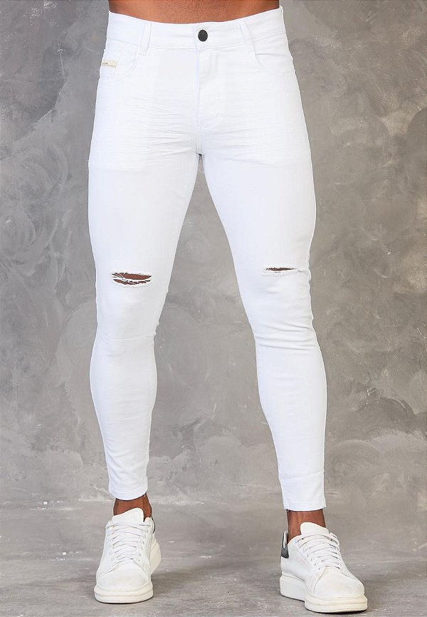 CALÇA SKINNY C/ RASGO NO JOELHO BRANCA