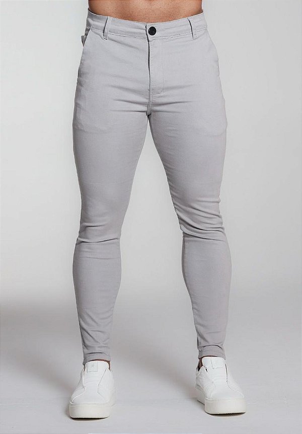 CALÇA SKINNY ALFAIATARIA CINZA C/ ELASTANO