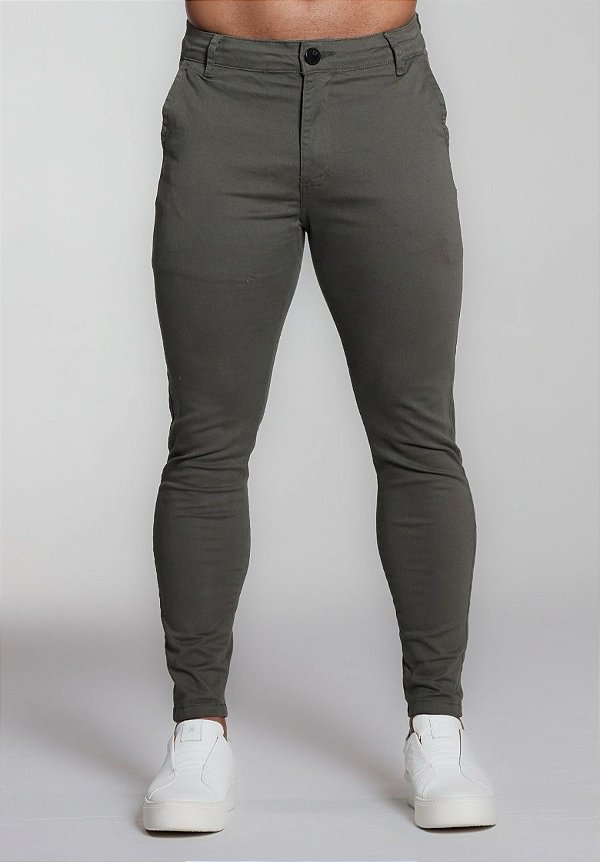 CALÇA ALFAIATARIA C/ ELASTANO VERDE MILITAR