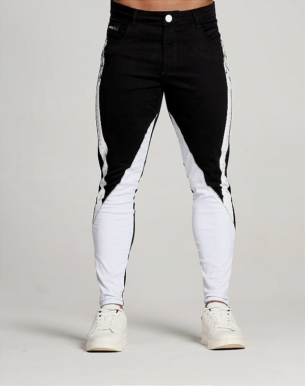 CALÇA SKINNY C/ ELASTANO PRETA E BRANCA