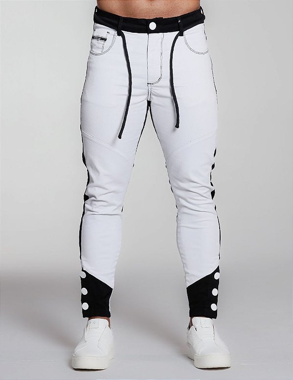 CALÇA SKINNY C/ ELASTANO PRETA E BRANCA