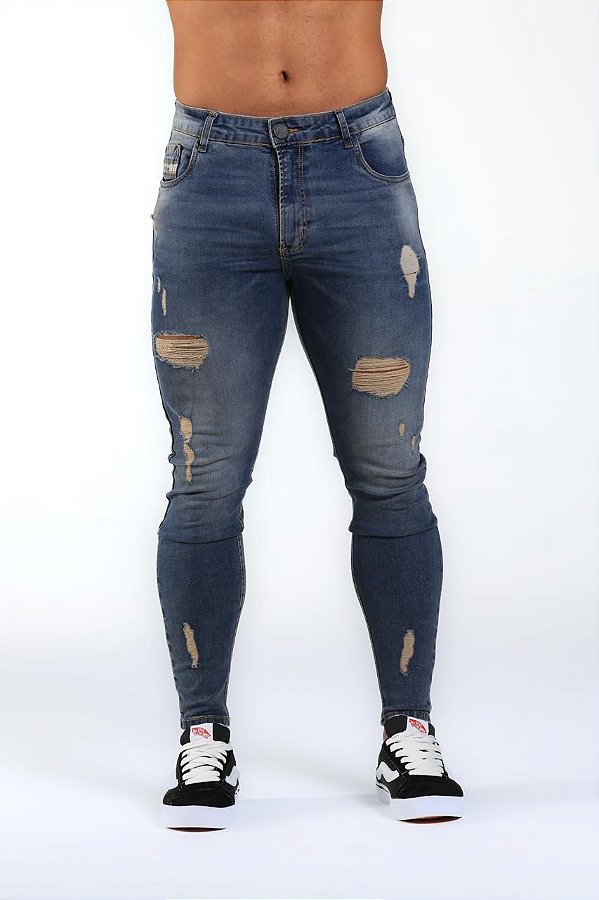 CALÇA SKINNY C/ ELASTANO DESTROYED