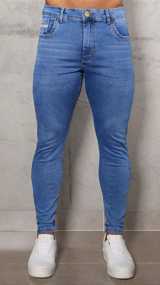 CALÇA SKINNY C/ ELASTANO LISA ESCURA