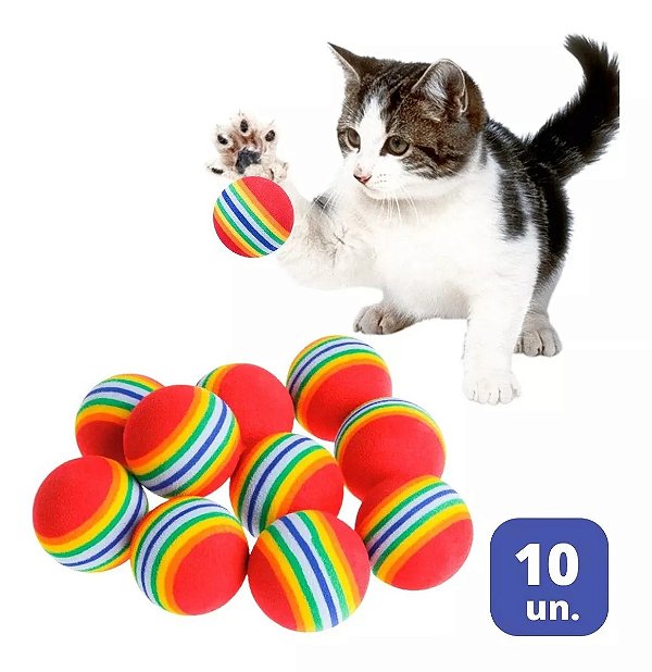 Brinquedo Gato Interativo Bolinha Eva Colorida 10 Unidades - Gatinho  Caçador - Gatinho Caçador | Brinquedos Interativos para Gatos
